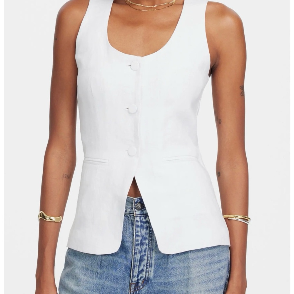 Madewell Linen Scoop Neck Cutaway Vest
